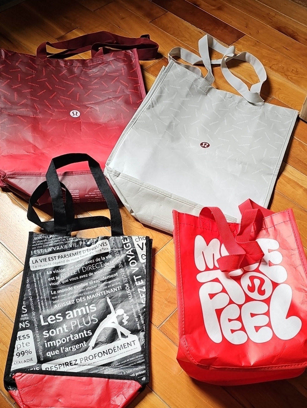 4 Lululemon athletica Tote Set in Red, White, Black, Gray